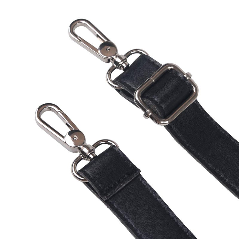 BOMKEE Purse Straps Bag Shoulder Strap Replacement 61 Inch Synthetic Leather Messenger Bag Strap with Metal Swivel Hooks for Bag Wallet DIY Purse (Black) - Image 3